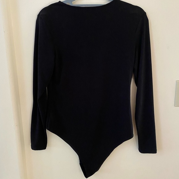 LEITH DEEP V NECK BLACK LONG SLEEVE BODYSUIT SIZE L - Picture 6 of 6